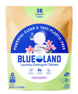BLUELAND Laundry Detergent Tablets, 36 Count, Spring Bloom Scent, Plastic-Free Eco-Friendly Pods, Sheets, Liquid Alternative - Safe for Sensitive