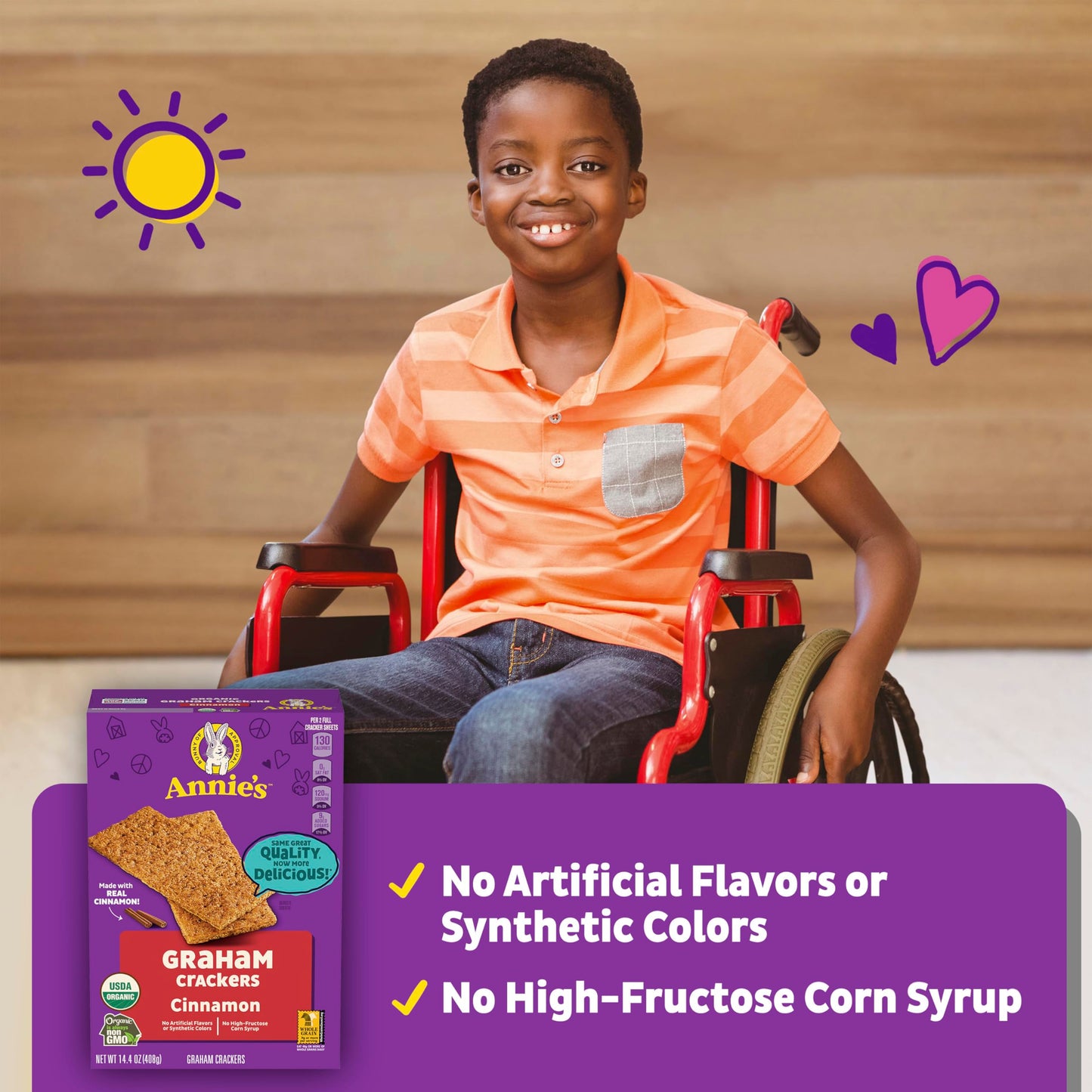 Annie's Organic Graham Crackers, Cinnamon, Made With Whole Grain, 14.4 oz