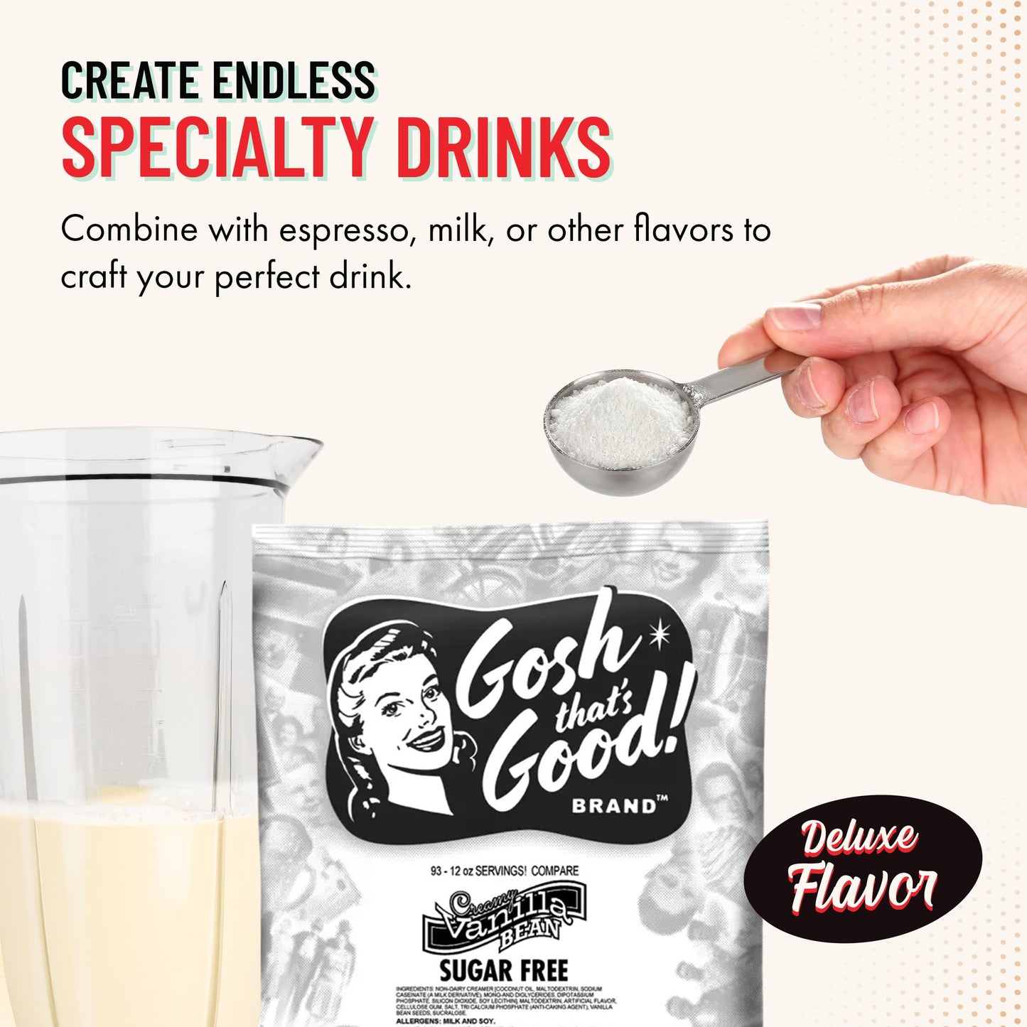 Gosh That’s Good! Sugar-Free Creamy Vanilla Bean Flavor - 2 lb -Low-Calorie, Lactose-Free