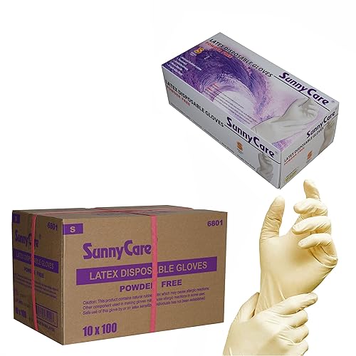 SunnyCare 1000/cs Latex Disposable Gloves Powder Free -Size Small 100pcs/box ; 10 Boxex/case