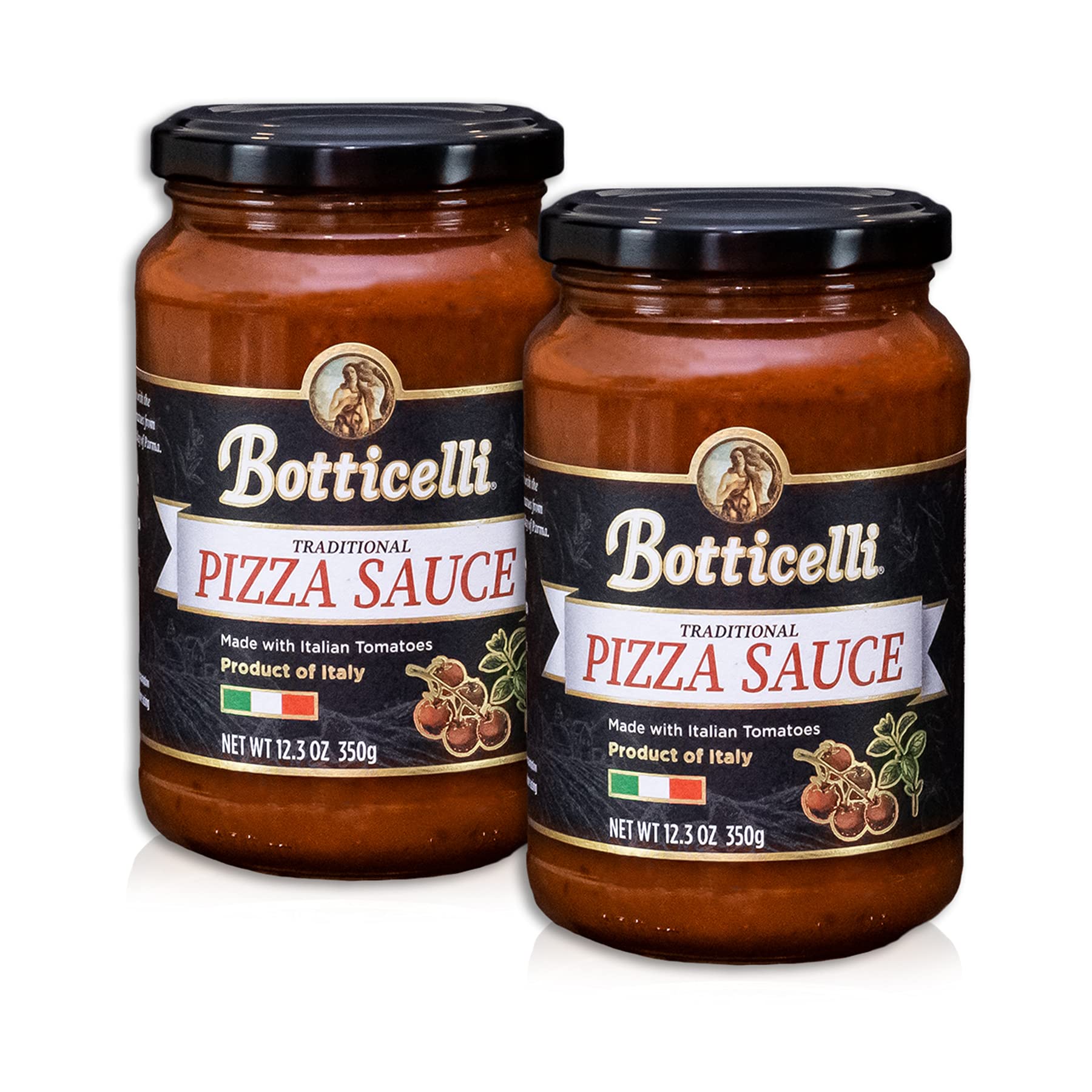 Botticelli Premium Italian Pizza Sauce for Authentic Italian Taste - (Pack of 2) - Whole30 Approved - Made in Italy, Low Carb, Low Sugar
