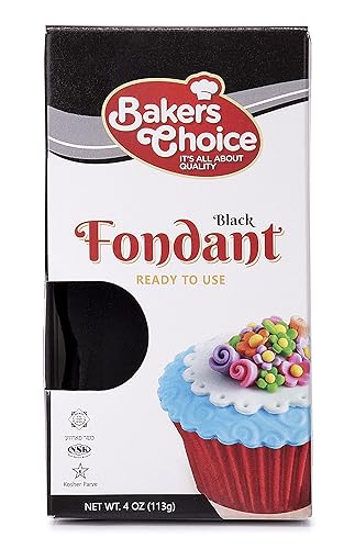 Baker's Choice Black Fondant Icing-4 oz.-Ready to Use Cake Decorating Frosting-Easy To Roll,Moldable,Kosher,Dairy Free,and Nut Free-Black Fondant