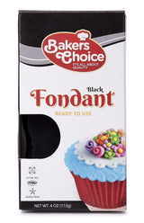 Baker's Choice Black Fondant Icing-4 oz.-Ready to Use Cake Decorating Frosting-Easy To Roll,Moldable,Kosher,Dairy Free,and Nut Free-Black Fondant