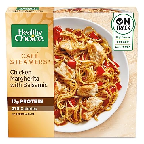 Healthy Choice Cafe Steamers Chicken Margherita with Balsamic, Convenient Microwave Meal Made With No Preservatives, Frozen Meal, 9.5 OZ Bowl