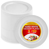Stock Your Home 100 Count Premium White Plastic Plates, 6 Inch White Disposable Wedding Cake Plates, Heavy Duty Plastic Dessert Plates, Cocktail