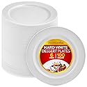 Stock Your Home 100 Count Premium White Plastic Plates, 6 Inch White Disposable Wedding Cake Plates, Heavy Duty Plastic Dessert Plates, Cocktail