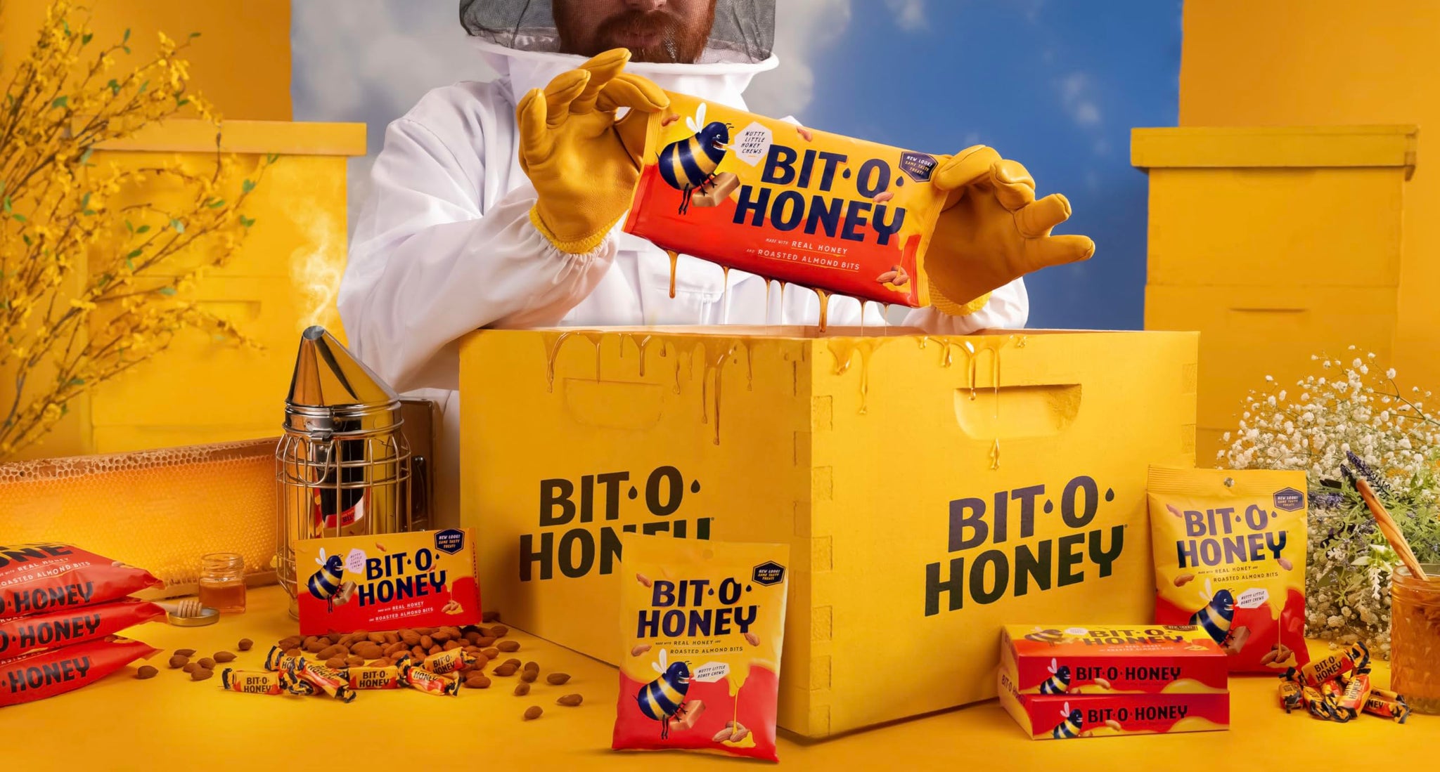 Bit O Honey Candy - Individually Wrapped Honey Taffy with Roasted Almond Bits, Gluten-Free, Classic Bite-Sized Treats, Sweet and Chewy Taffy Candy