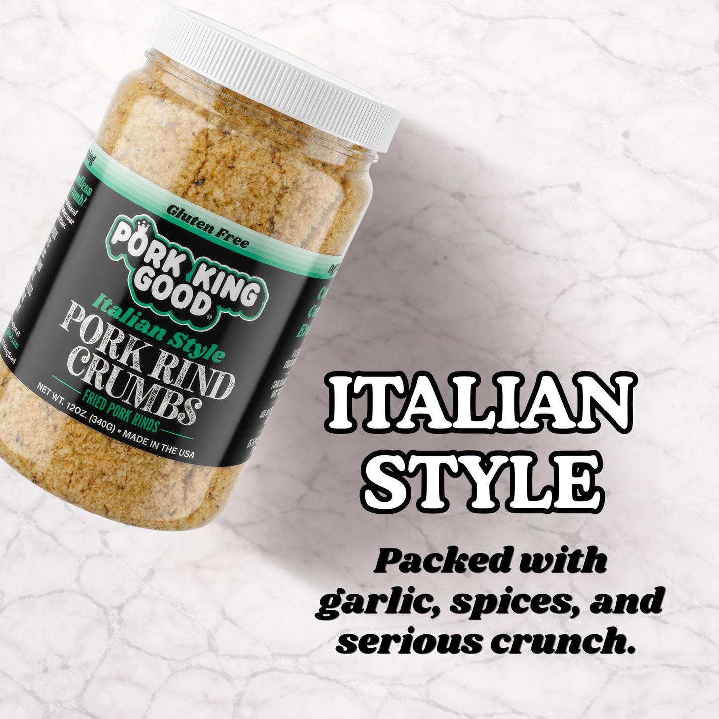 Pork King Good Italian Pork Rind Crumbs (Low Carb Keto Diet)! Perfect For Ketogenic, Paleo, Gluten-Free, Sugar Free and Bariatric Diets. 0 Carbs!