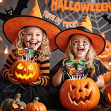 Halloween Lollipop Suckers Individually Wrapped Bulk - Spooky Candy Lollipops - Pumpkin, Green Monster, Zombie, Haunted House Candies for Kids