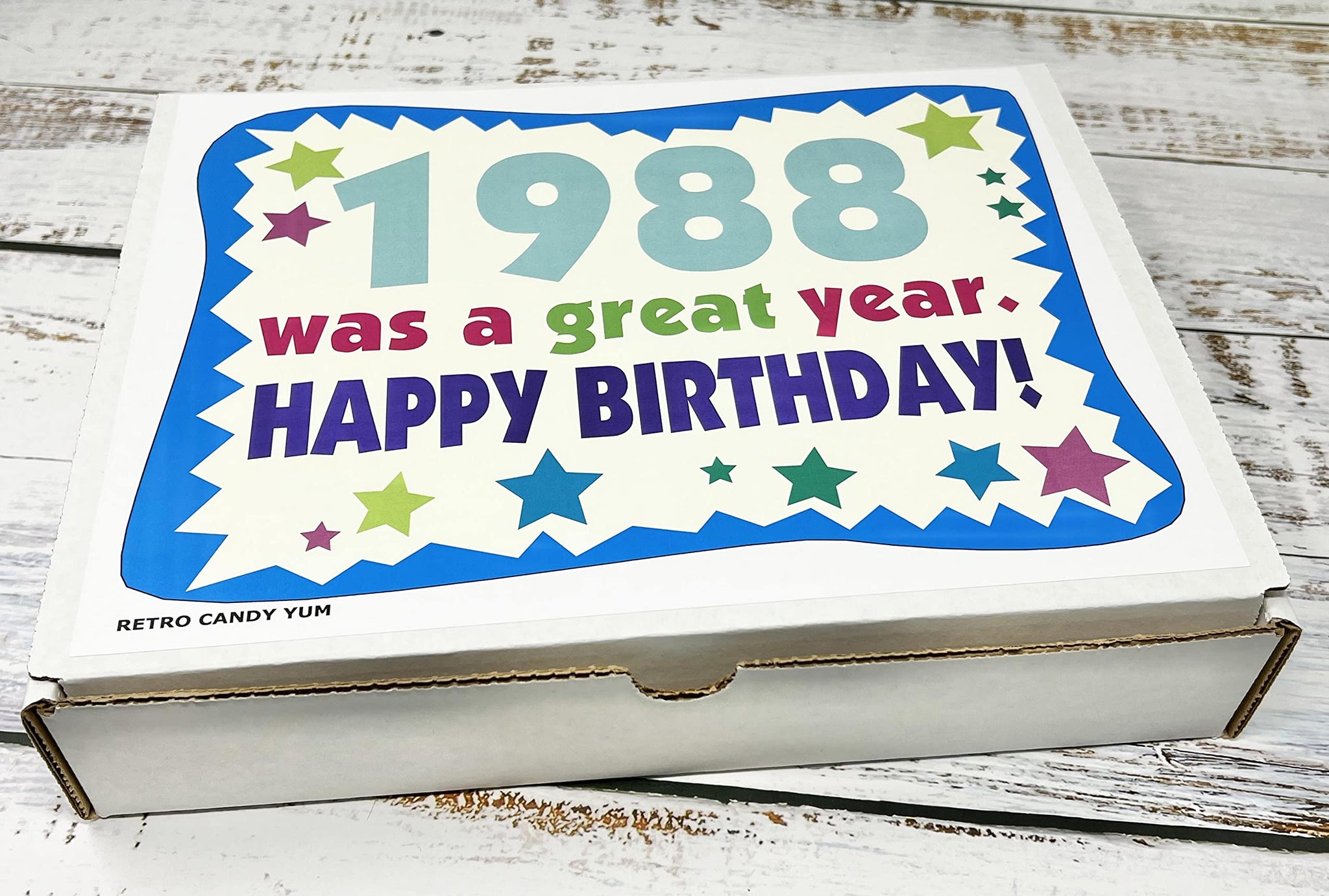 RETRO CANDY YUM ~ 1988 38th Birthday Gift Box of Nostalgic Candy from Childhood for 38 Year Old Man or Woman Born 1988