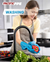 PACIFIC PPE 2 Pairs Reusable Dishwashing Cleaning Gloves with Latex Free, Cotton Lining, Kitchen Gloves, Blue, Medium