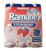 Sangaria Ramune Premium Carbonated Soft Drink 6.76 fl oz per Bottle (Strawberry, 6 Bottle)