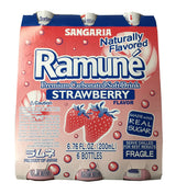 Sangaria Ramune Premium Carbonated Soft Drink 6.76 fl oz per Bottle (Strawberry, 6 Bottle)