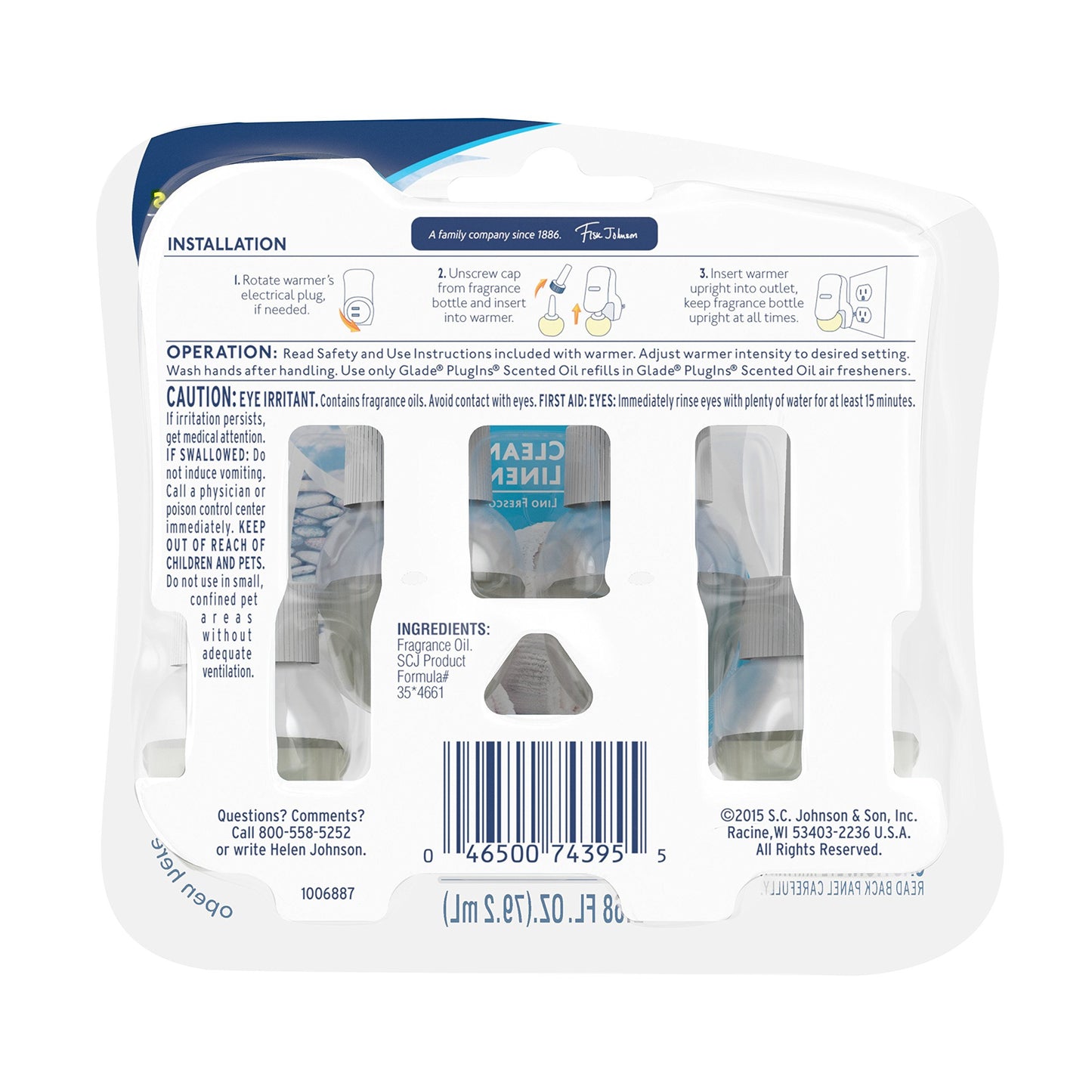 Glade Plugins Scented Oil Air Freshener Refill - Clean Linen - 2.68 oz - 4 ct