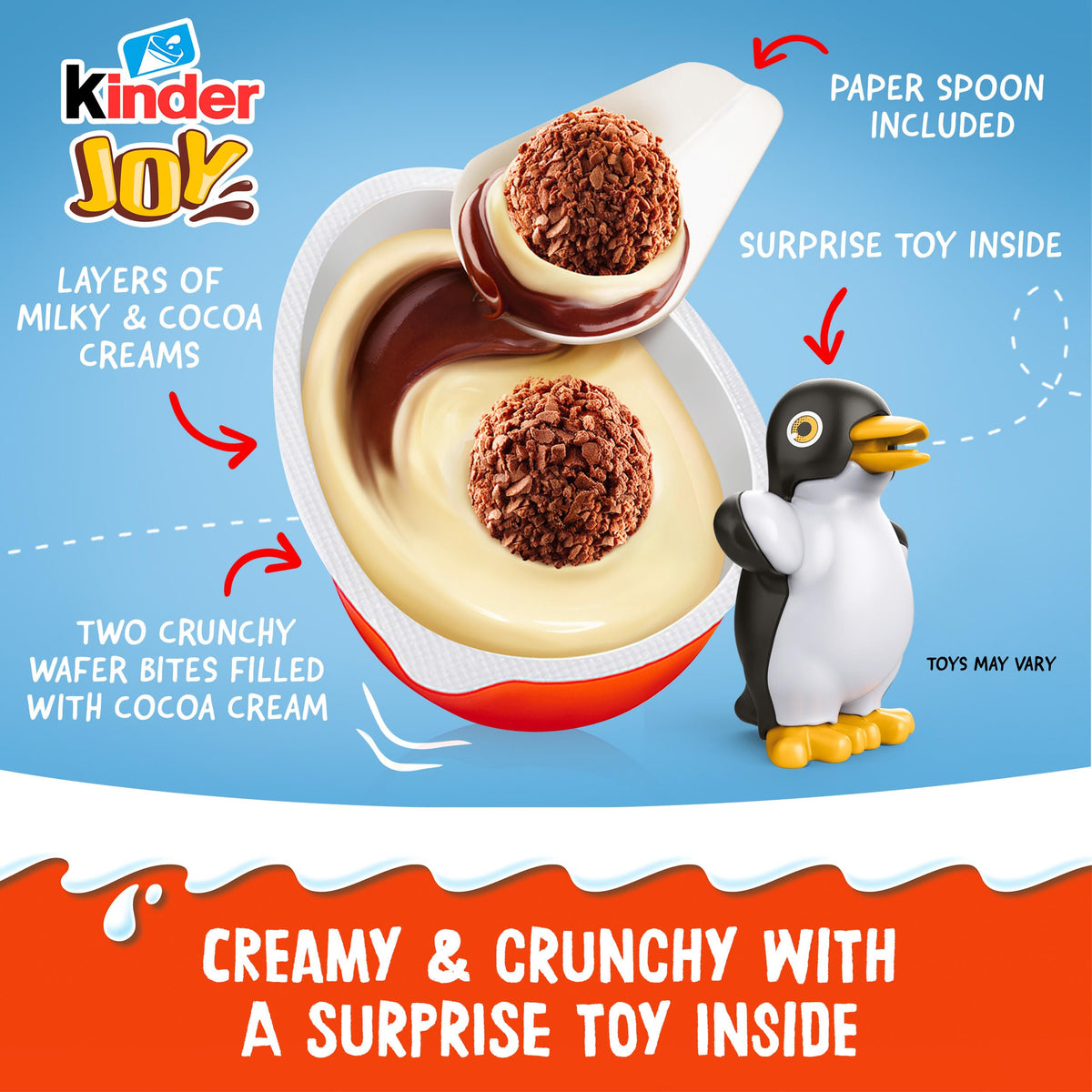 Kinder Joy Eggs, 6 Count, Treat Plus Toy, Sweet Creams and Chocolatey Wafers, Individually Wrapped, 4.2 oz