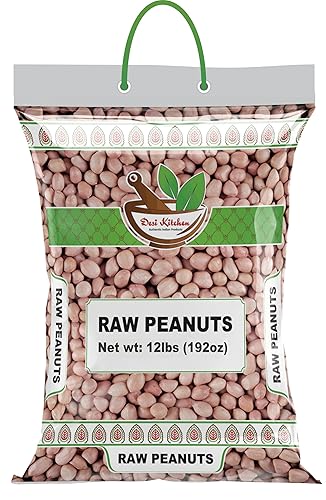 Desi Kitchen Raw Peanuts Whole with skin (Uncooked, Unsalted) 12lbs (192oz) Poly Bag by Rani Foods Inc