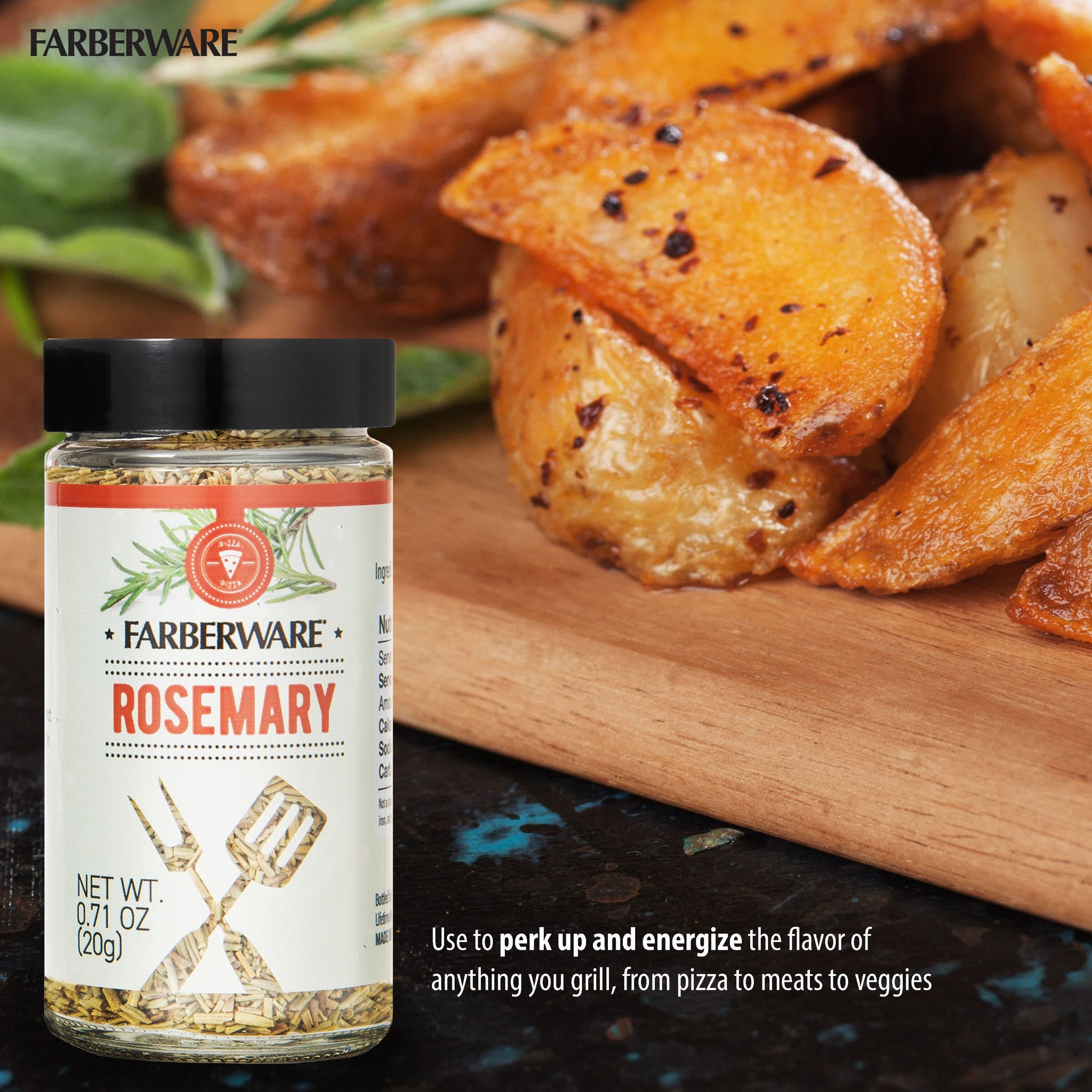 Farberware Pizza Spice Blend Set (Basil, Oregano, Rosemary) In Glass Jars With Removable Sifter Caps For Sprinkling