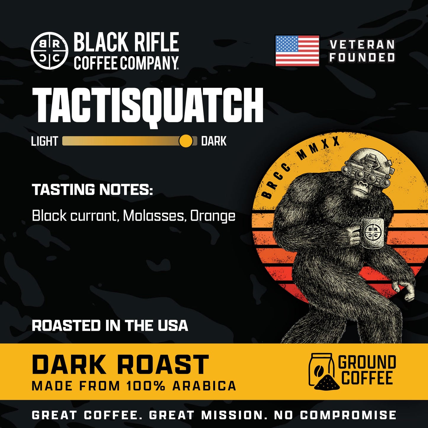 Black Rifle Coffee Company Tactisquatch, 18oz Bag, Ground Coffee Dark Roast - Roasted Blend Made from Arabica Beans - Colombian & Brazilian Beans