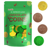 St. Patrick's Day Milk Chocolate Gold Coins 1800 Coins, Shamrock & Leprechaun Themed Coins, Parties, Events and Celebrations, Perfect for Gift Bags