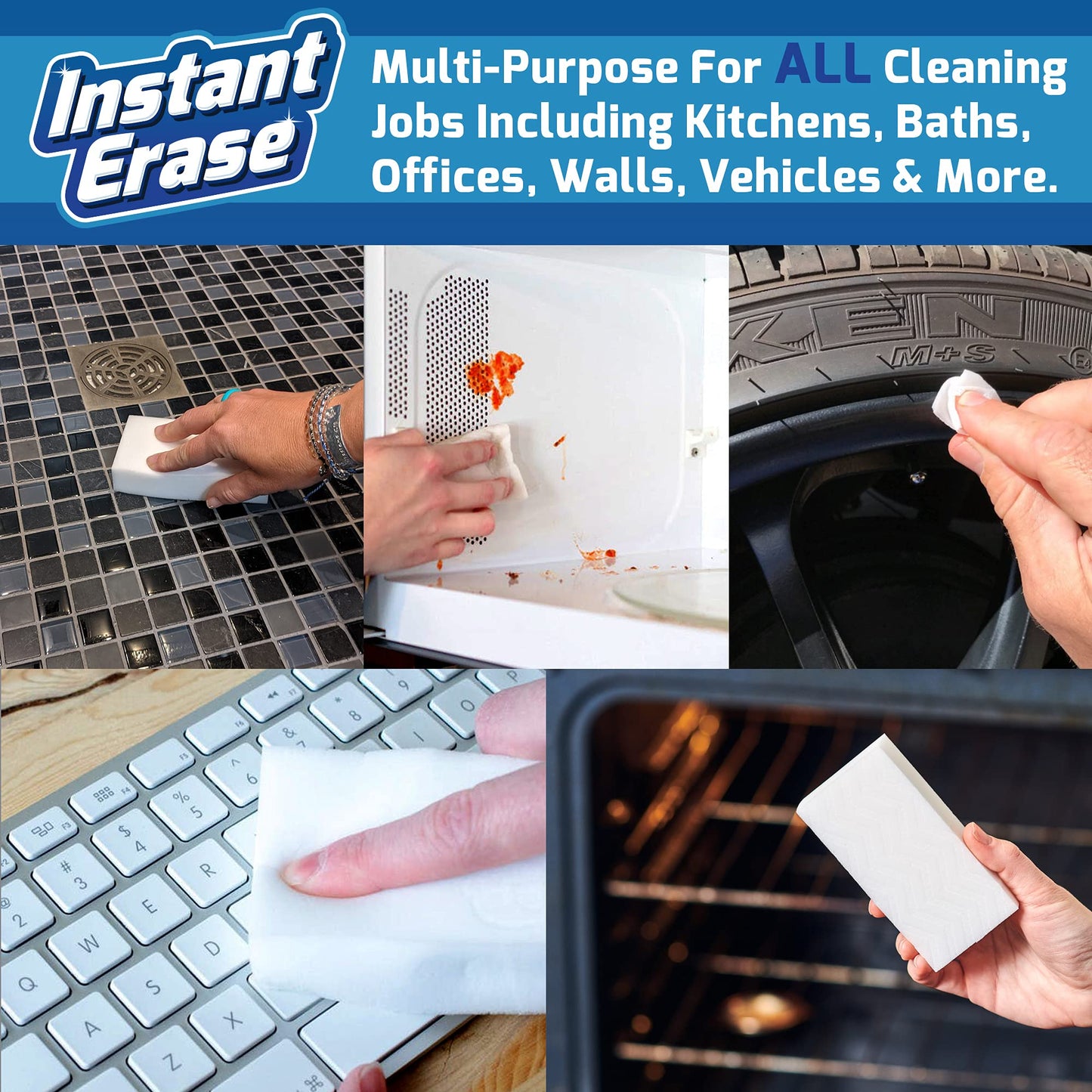 21 Pack Instant Erase XL Magic Cleaning Eraser Sponges - USA Converted and Packaged! Great for Bathtub, Floor Baseboard, and Walls. Multi-Surface