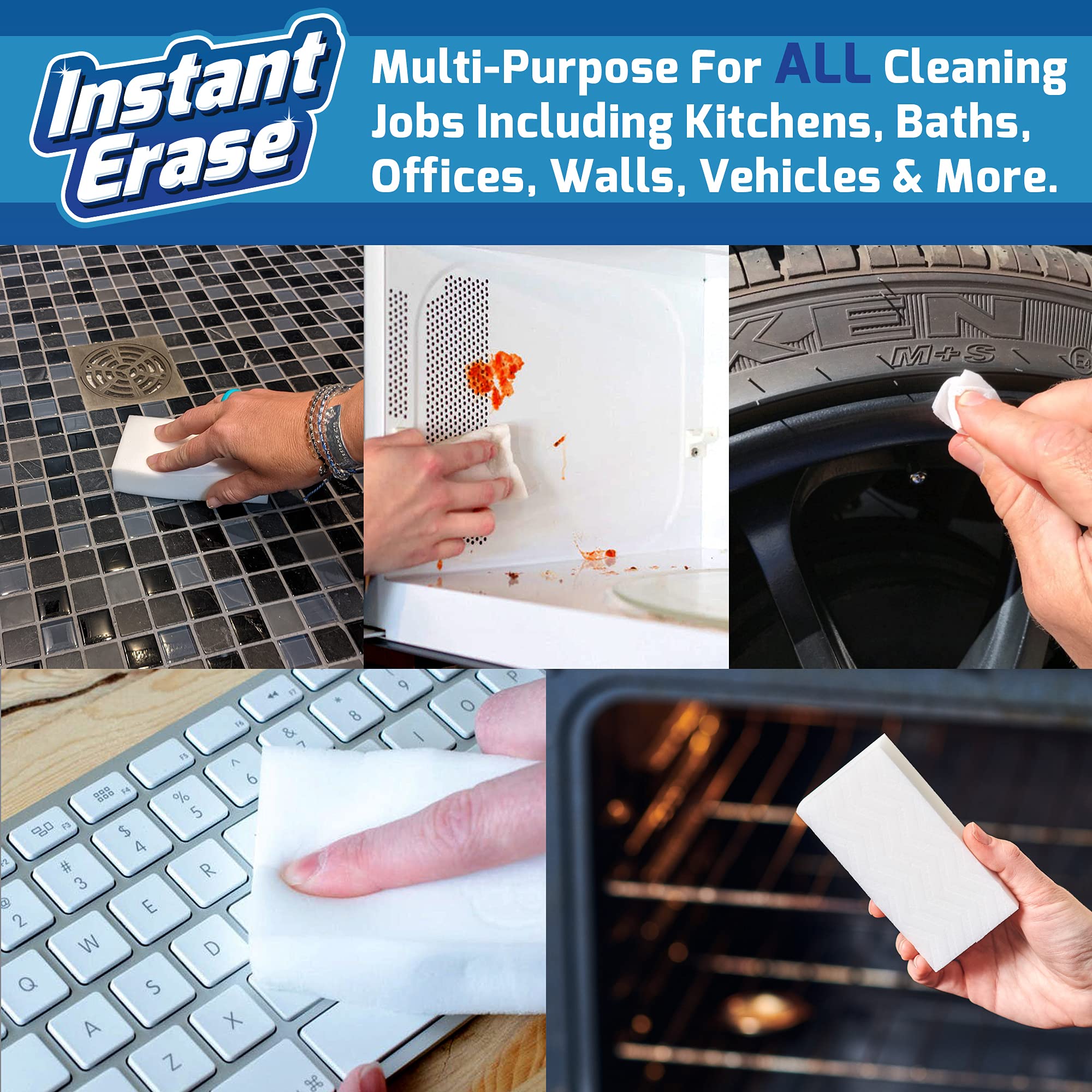 21 Pack Instant Erase XL Magic Cleaning Eraser Sponges - USA Converted and Packaged! Great for Bathtub, Floor Baseboard, and Walls. Multi-Surface