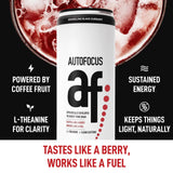AUTOFOCUS Sparkling Energy Drink - Sparkling Focus Drink with Coffee Fruit & L-Theanine - Clean Caffeine Brain Booster - No Added Sugar Sparkling