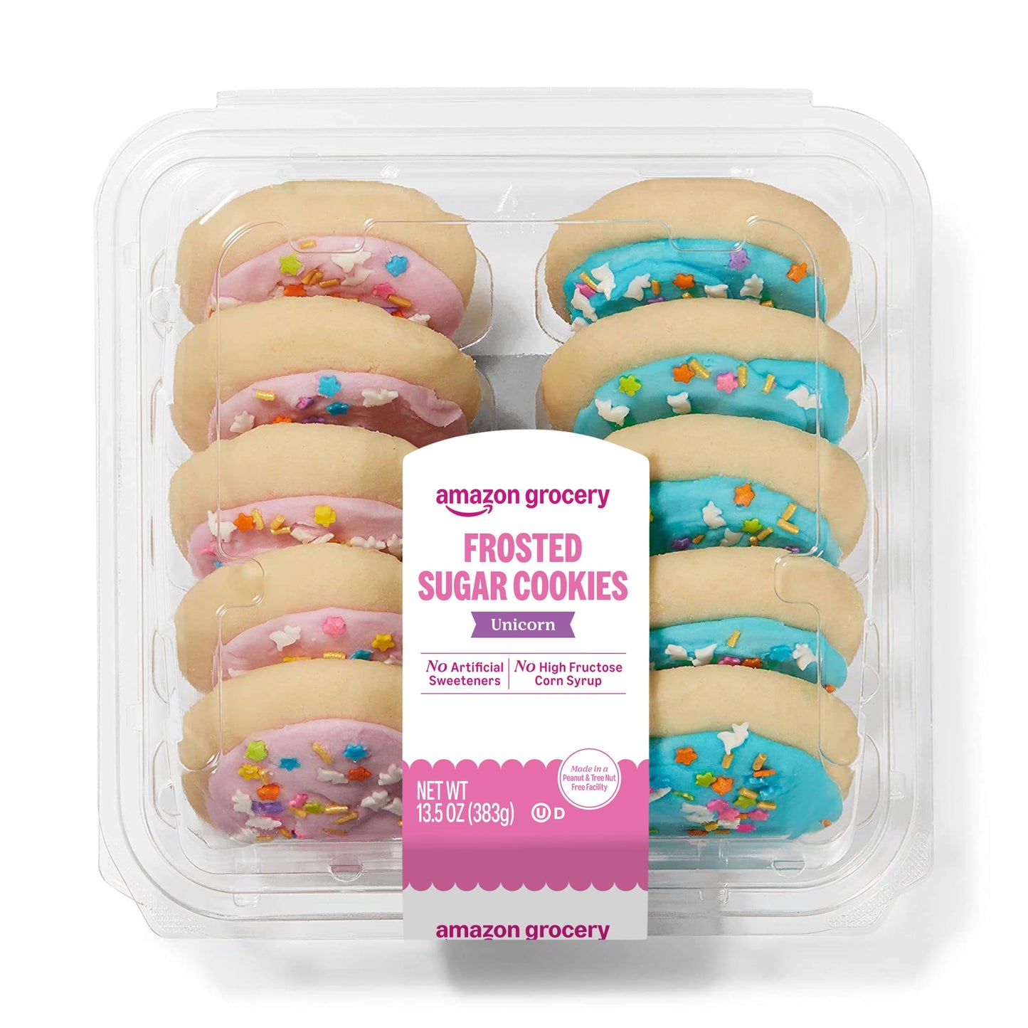 Amazon Grocery, Unicorn Frosted Sugar Cookies, 13.5 oz, 10 ct (Previously Amazon Fresh, Packaging May Vary)