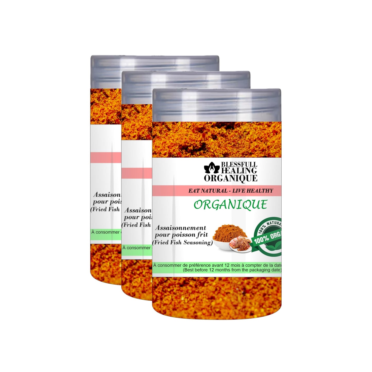 Blessfull Healing Organic Fish Fry Masala 100 Gram (3.52 oz) Each (Pack Of 3) = 300 Grams, Vegan