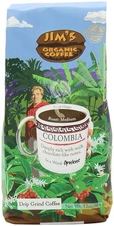 Jim's Organic Coffee Colombian Ground Coffee, 12-Ounce