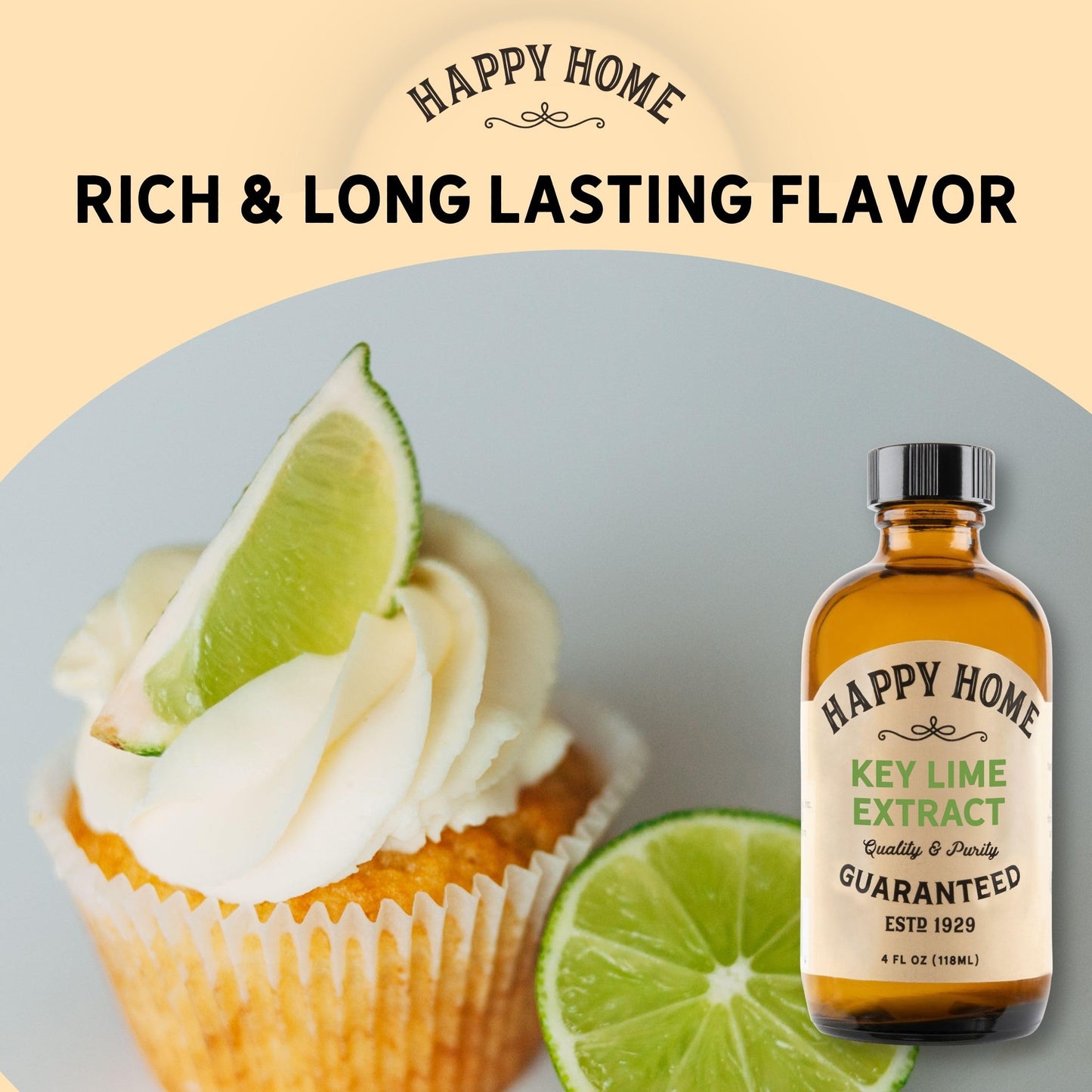 Happy Home Key Lime Extract, Natural, Dairy-Free, Nut-Free, Gluten-Free, Kosher, 4 fl oz