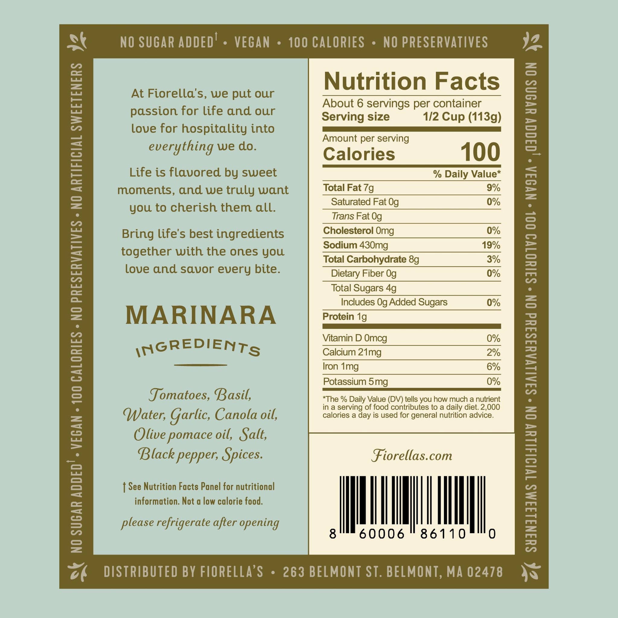 Fiorella's Marinara & Tomato Basil - Variety Pack - Made with Fresh Ingredients - Seed Oil Free, No Sugar Added, Vegan, Gluten Free, No Preservatives