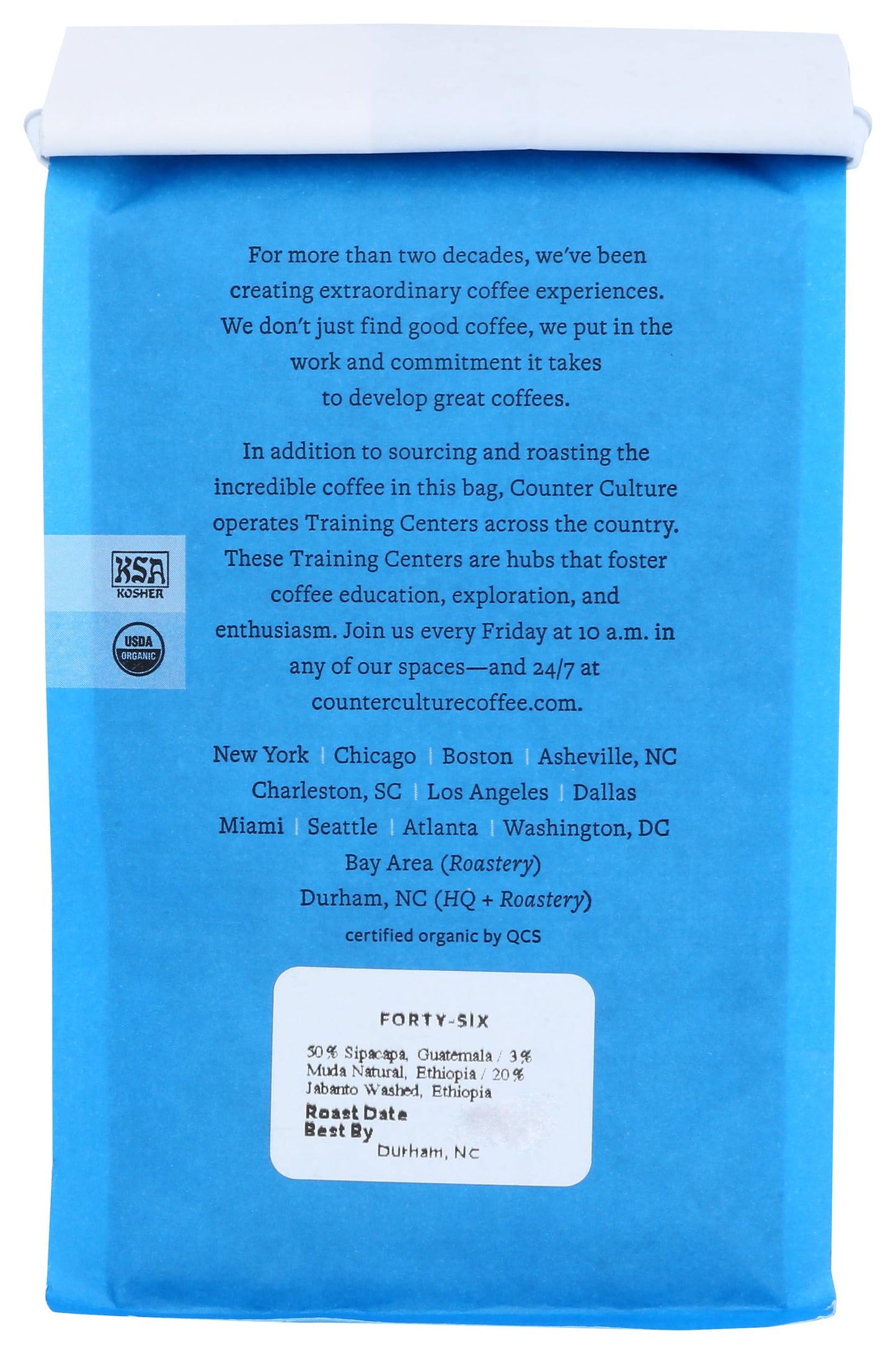 Counter Culture Coffee Organic Forty Six Blend Whole Bean Coffee, 12 OZ