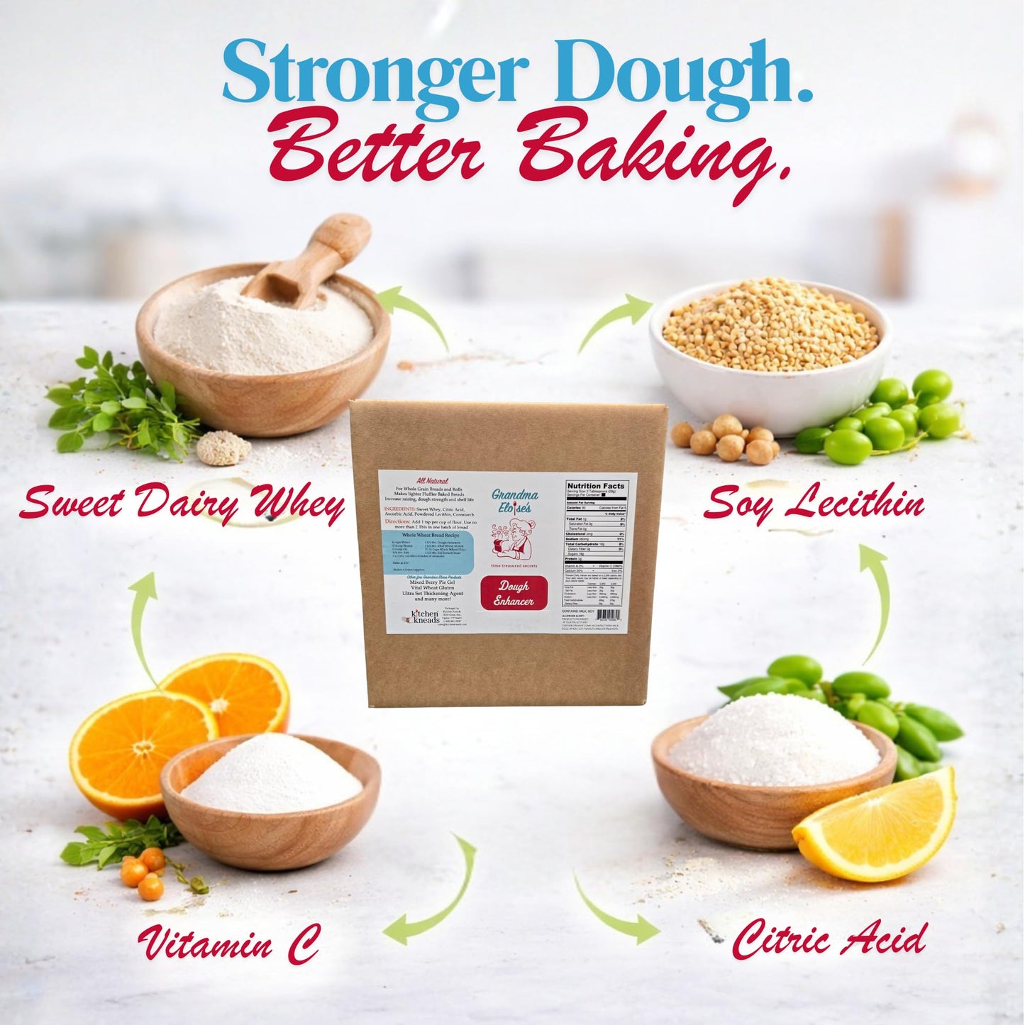 Grandma Eloise’s Dough Conditioner for Bread Baking - 25 LB - Improves Rise, Texture & Shelf Life - Makes Soft, Fluffy Whole Wheat & White Bread