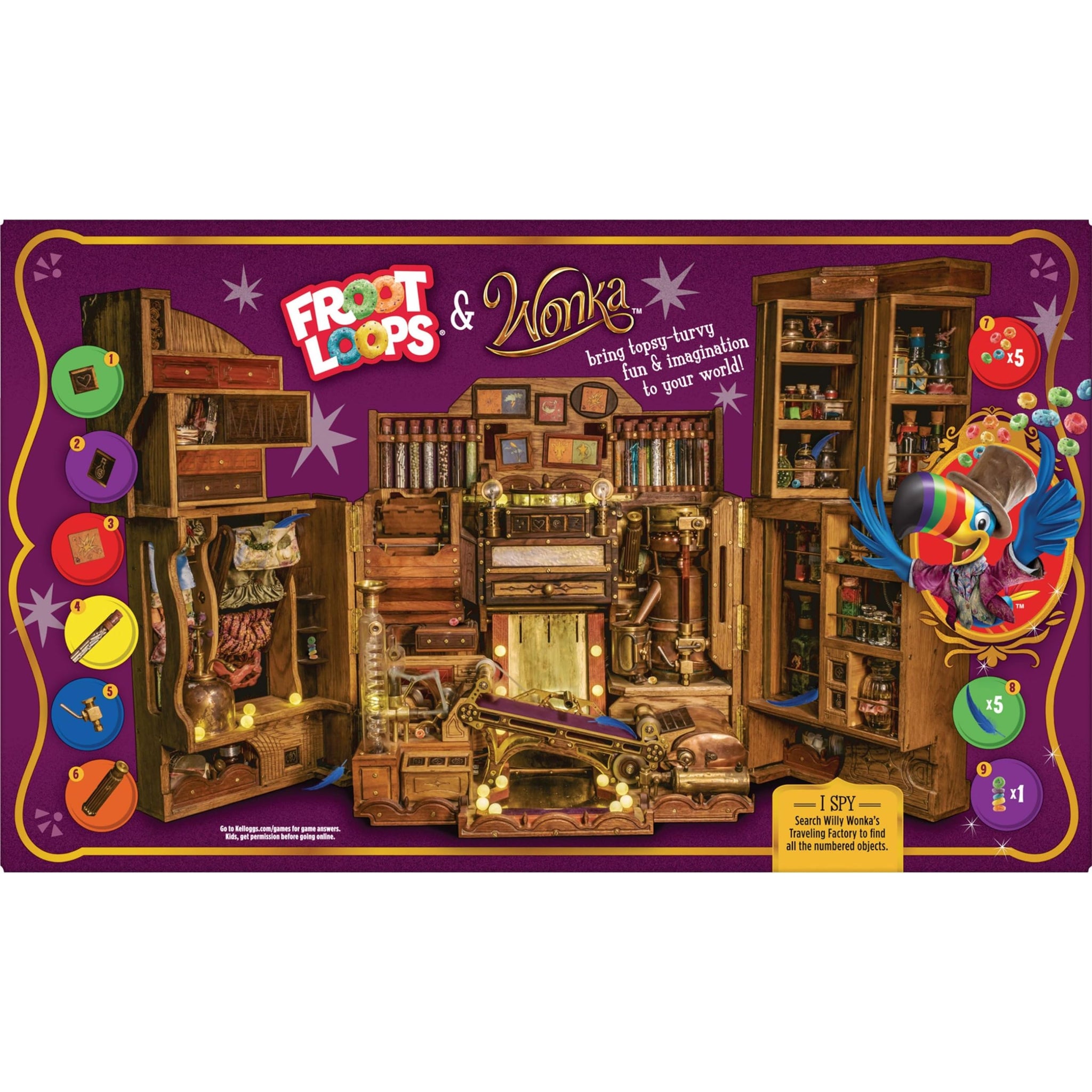 Willy Wonka Froot Loops Cold Breakfast Cereal, Turns Milk Berry-licious, Breakfast Snacks, Family Size, Berry-licious, 12.3oz Box (1 Box)