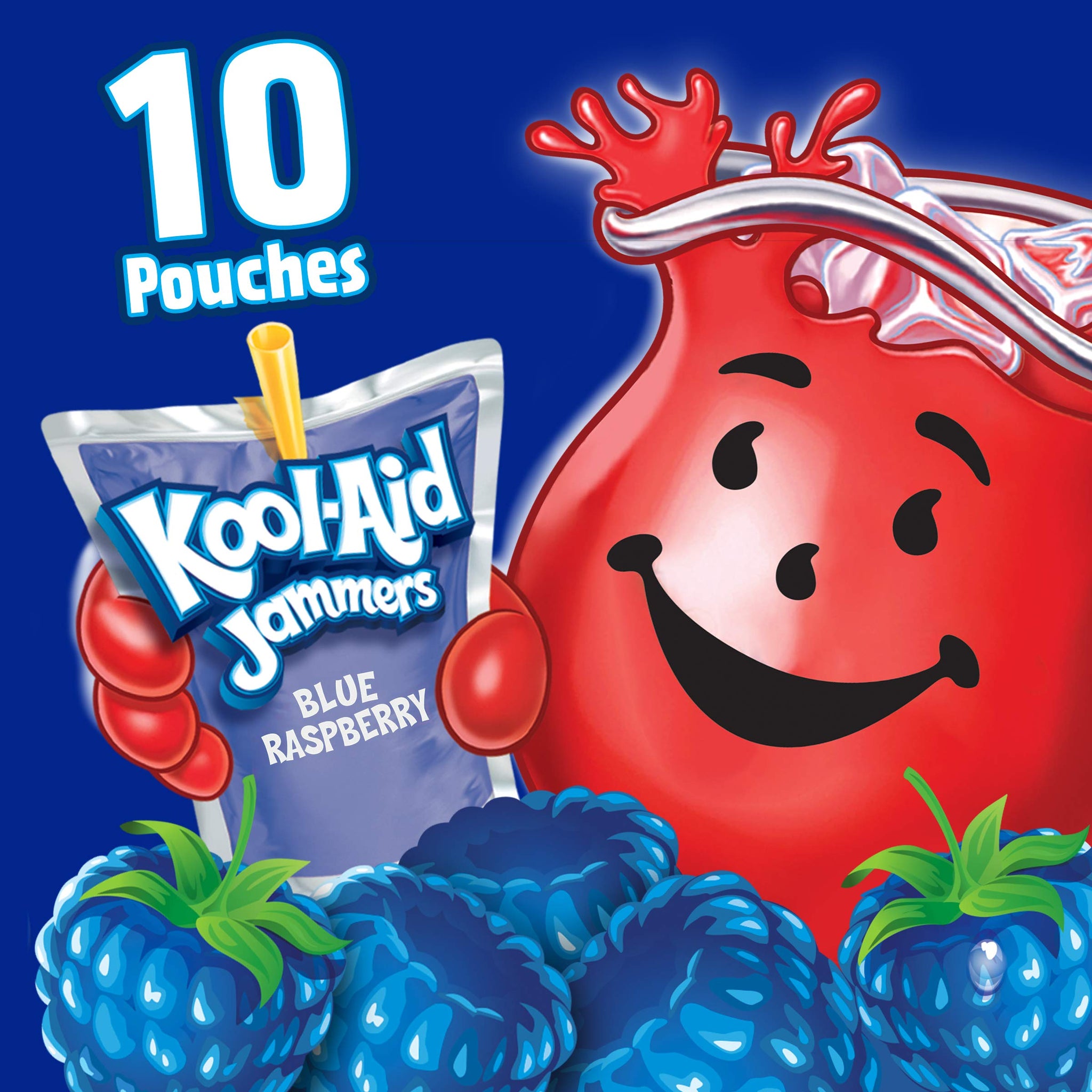 Kool-Aid Jammers Blue Raspberry Flavored Juice Drink (40 Pouches, 4 Boxes of 10)