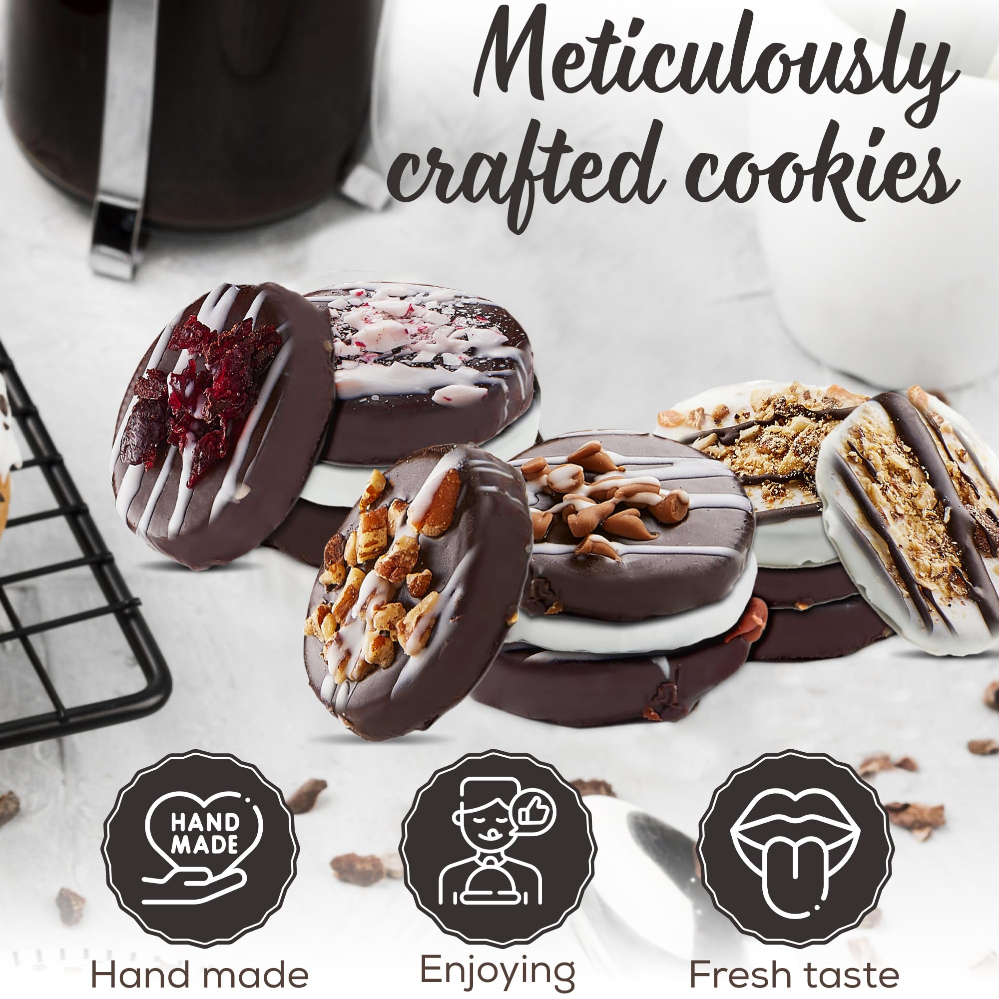 Pastry Perks Mother’s Day 12 Gourmet Chocolate-Covered Cookies, Gift Basket - Delicious Treats for Mom, Grandma, and Women - Holiday Food Delivery