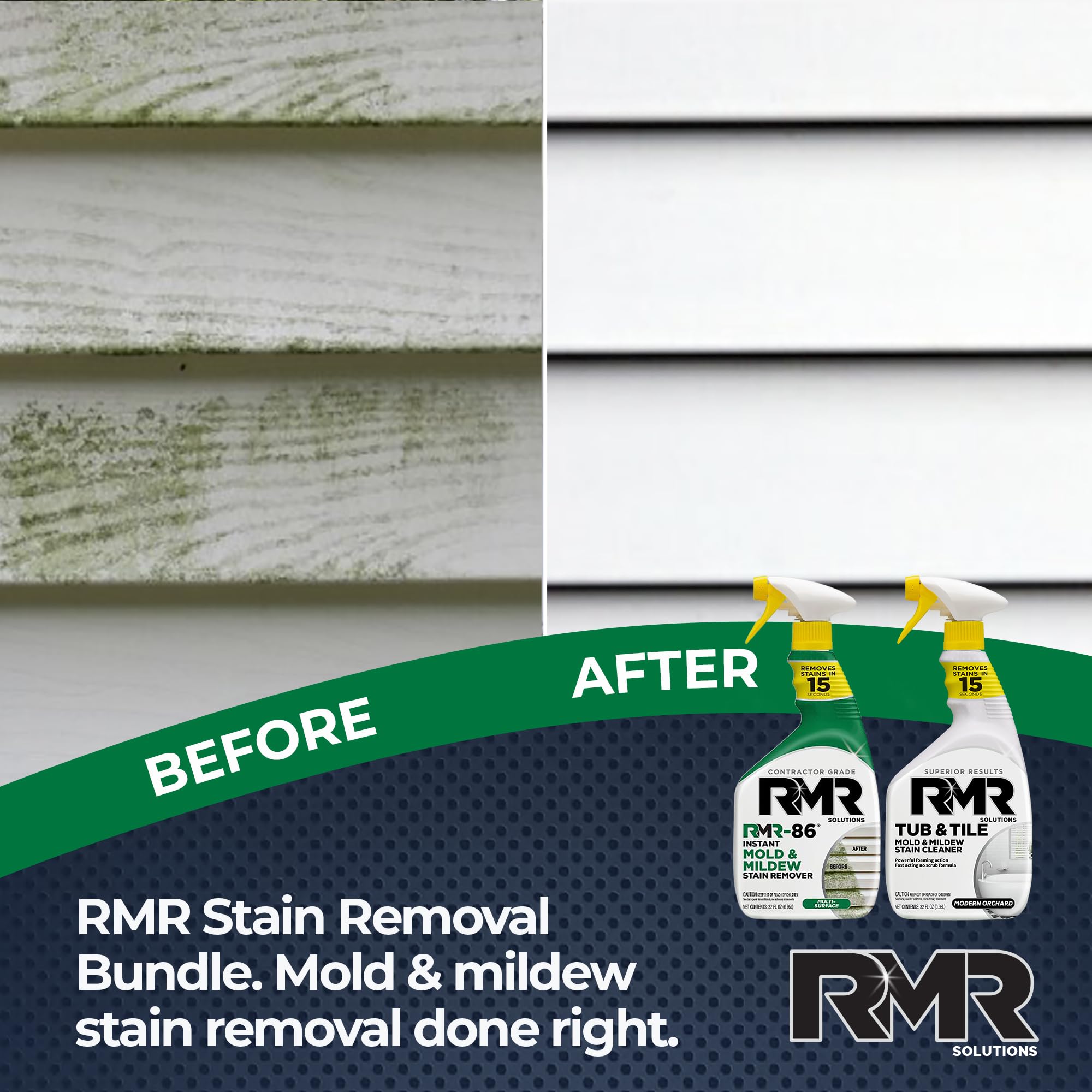 RMR Complete Mold & Mildew Stain Eraser System - No-Scrub Tub & Tile Cleaner + Instant Mold & Mildew Stain Remover Spray, Indoor/Outdoor Bathroom