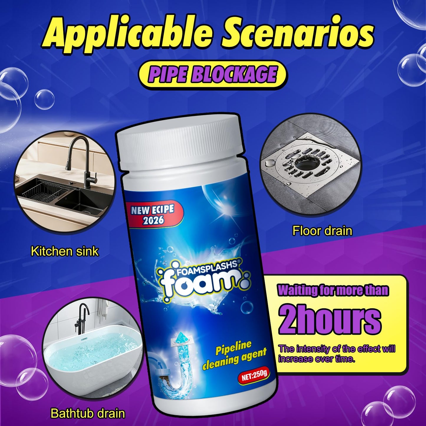 Wild Tornado Sink and Drain Cleaner, Pipeline Dredging Agent, Pipe dredging agent, Powerful Sink & Toilet Clog Remover, Powerful Version Cleaning