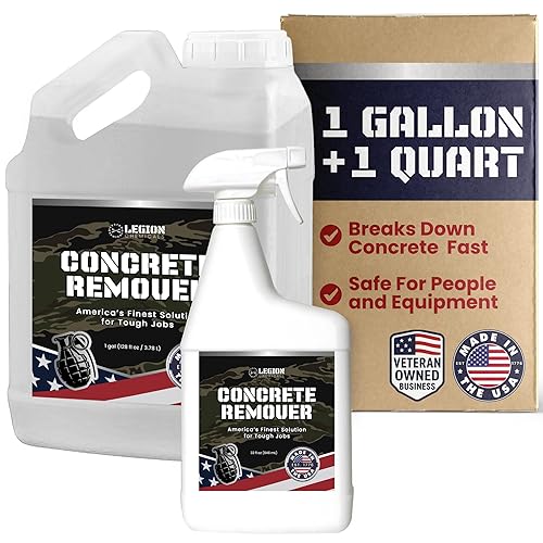 Legion Chemicals Heavy Concrete Remover Bundle - Non-Corrosive Acid Alternative Dissolves Hardened Concrete, Safe on Metal & Paint, 1 Quart Spray + 1