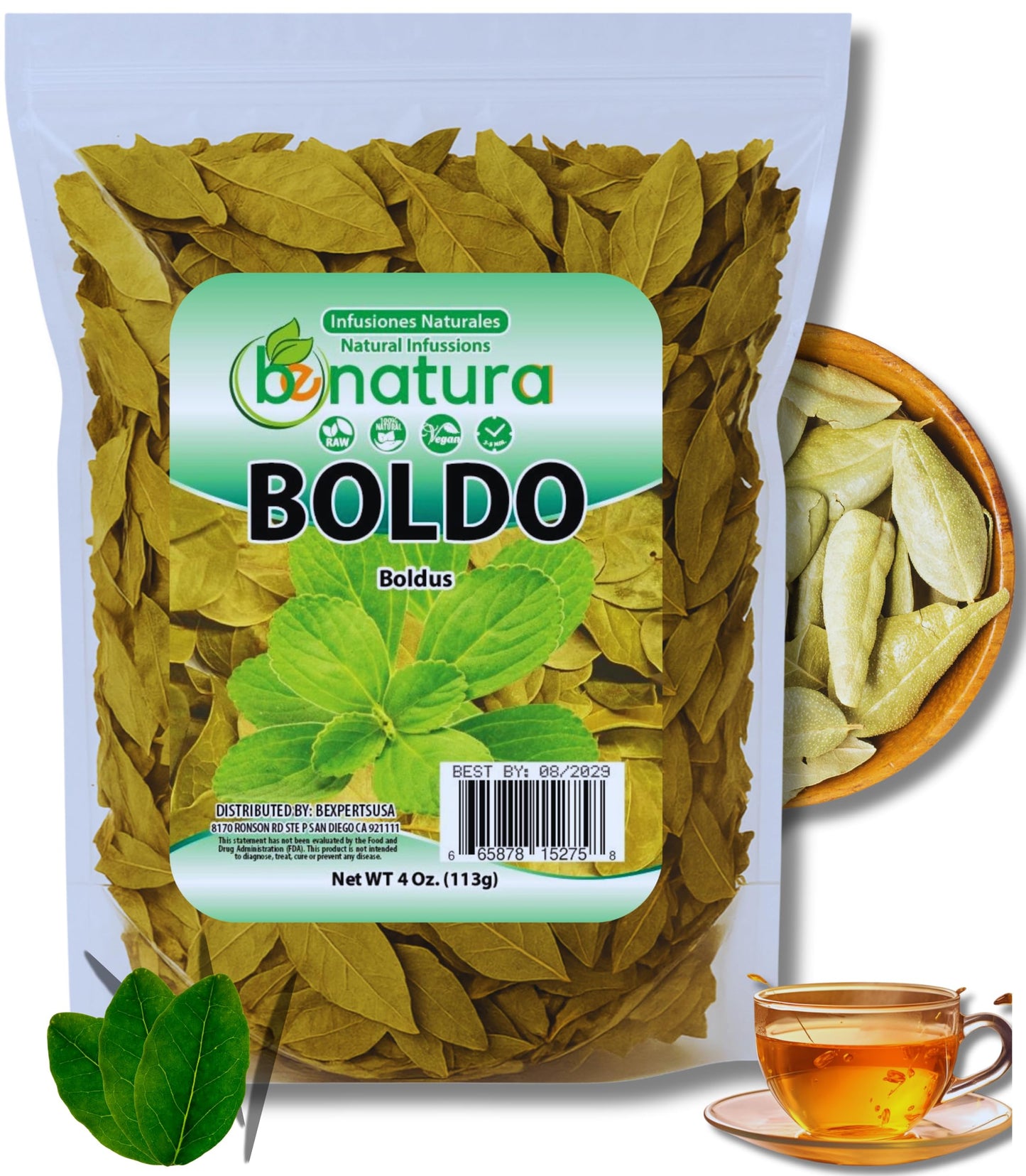 Hojas de Boldo (Boldus Dried Leaves) Tea - 4 oz Bag - 100% Natural, Vegan, Non-GMO - Herbal Tea for Infusion - Natural Detox Support - Packaged in USA