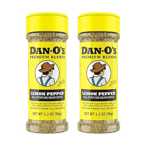 Dan-O’s Lemon Pepper Seasoning, 3.2 oz (2 Pack) - Zesty Citrus & Black Pepper Spice Blend - No Citric Acid, No Sugar - All Purpose Seasoning