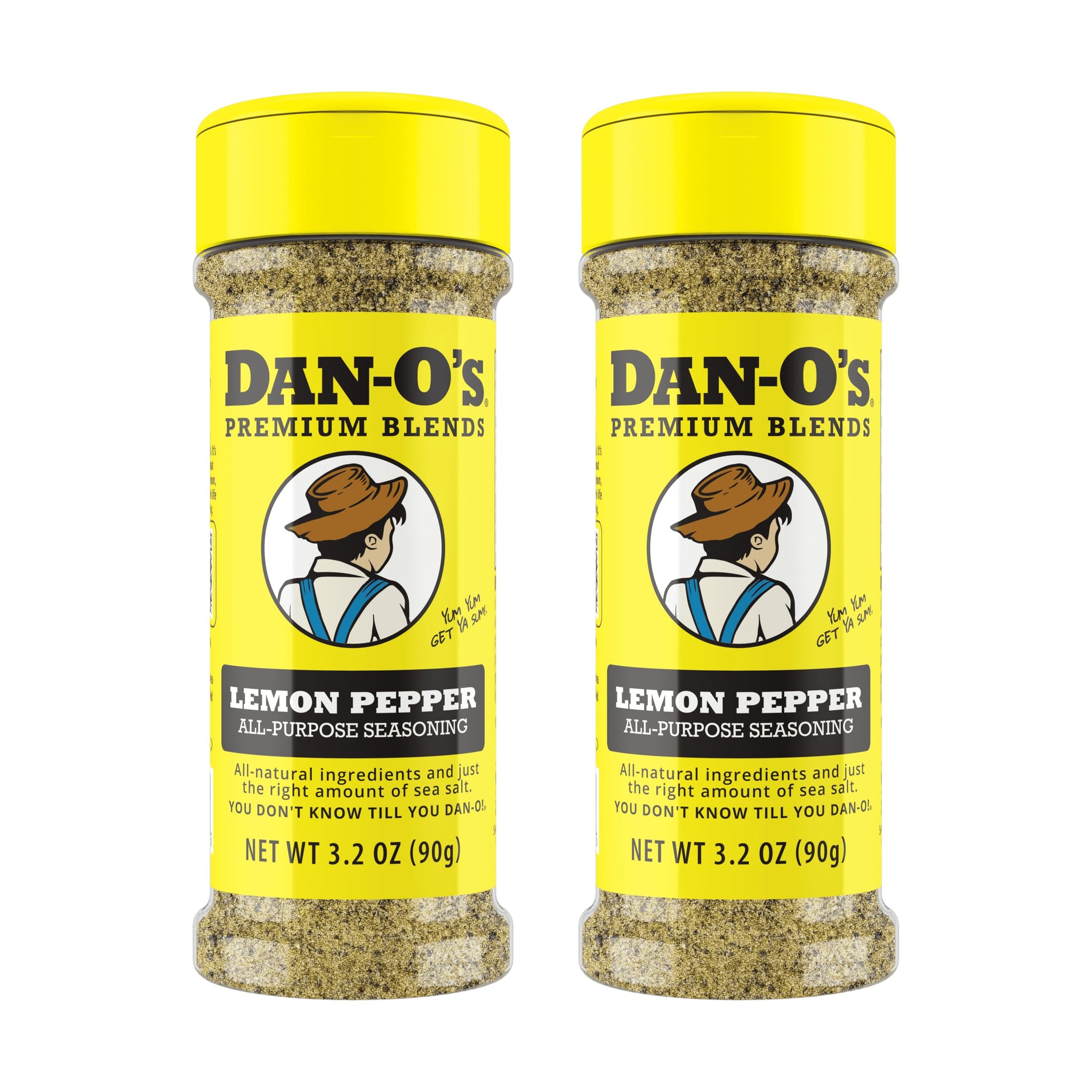 Dan-O’s Lemon Pepper Seasoning, 3.2 oz (2 Pack) - Zesty Citrus & Black Pepper Spice Blend - No Citric Acid, No Sugar - All Purpose Seasoning