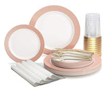 " OCCASIONS " 320 Piece set (40 Guests)-Wedding Party Disposable Plastic Plate Set -40 x 10.5'' + 40 x 7.5'' +Silverware+Cups+Napkins (Rio in White