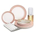 " OCCASIONS " 320 Piece set (40 Guests)-Wedding Party Disposable Plastic Plate Set -40 x 10.5'' + 40 x 7.5'' +Silverware+Cups+Napkins (Rio in White
