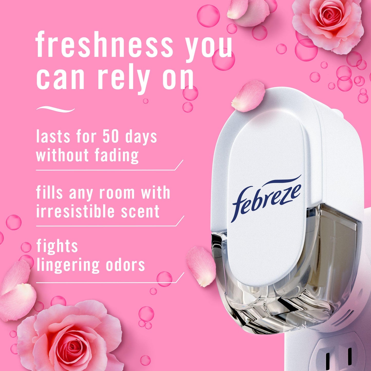 Febreze Plug In Air Freshener, Odor-Fighting Scented Oil Refill, Air Fresheners for Home and Bathroom and Kitchen, Long Lasting for Strong Odors