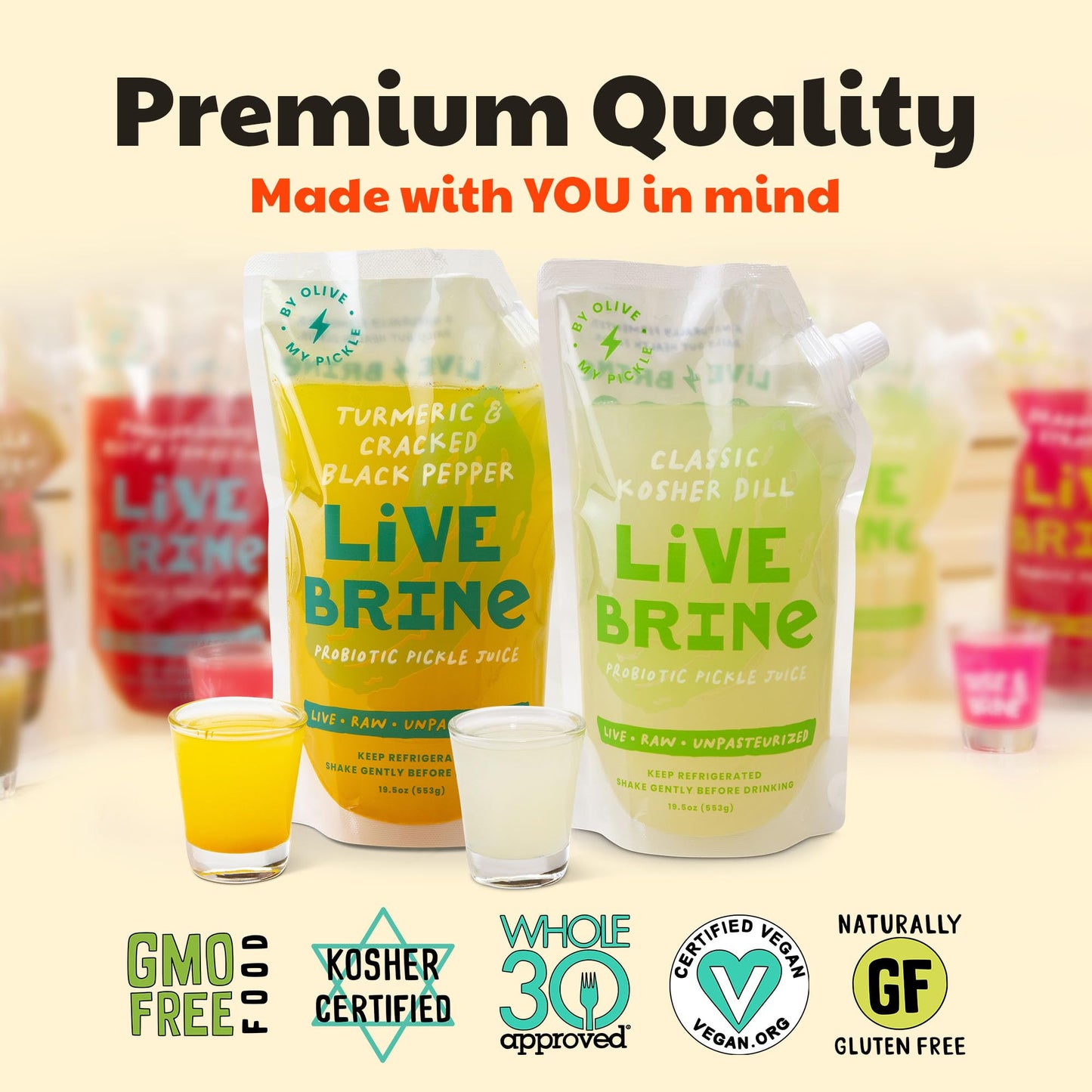 Olive My Pickle Probiotic Dill Pickle Juice for Leg Cramps - 58.5 oz | 3 Pack Dill Pickle Brine Juice with Turmeric & Black Pepper, Probiotic Pickle