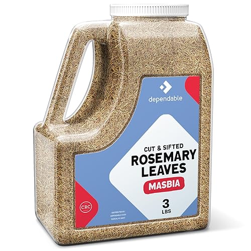 Dependable Food Rosemary Leaves Cut & Sifted - 3 Lb. Jar - Bulk, Kosher, Rosemary Herb for Chefs, Restaurants & Culinary Enthusiasts - Non-GMO