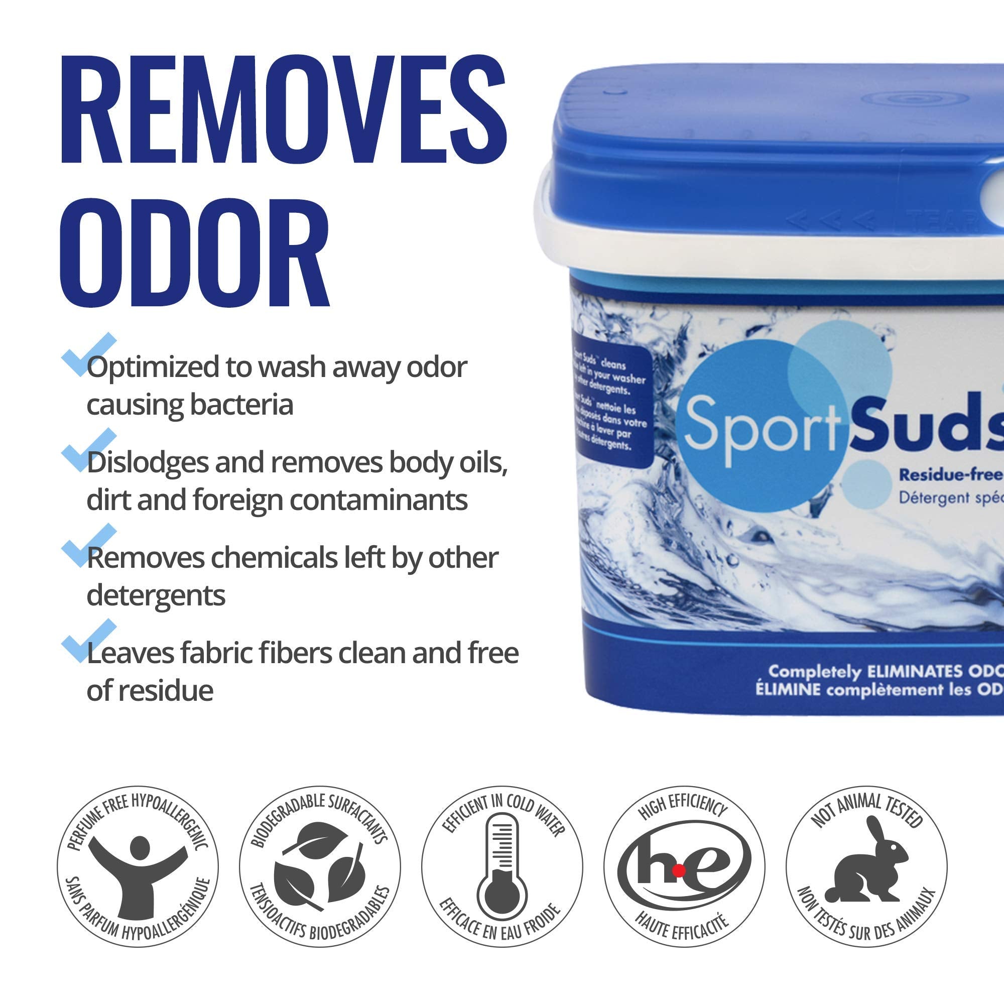 Sport Laundry Detergent, Odor Eliminator Technology, Laundry Soap for Workout Clothes and Everyday Use - Sport Suds 1.8Kg