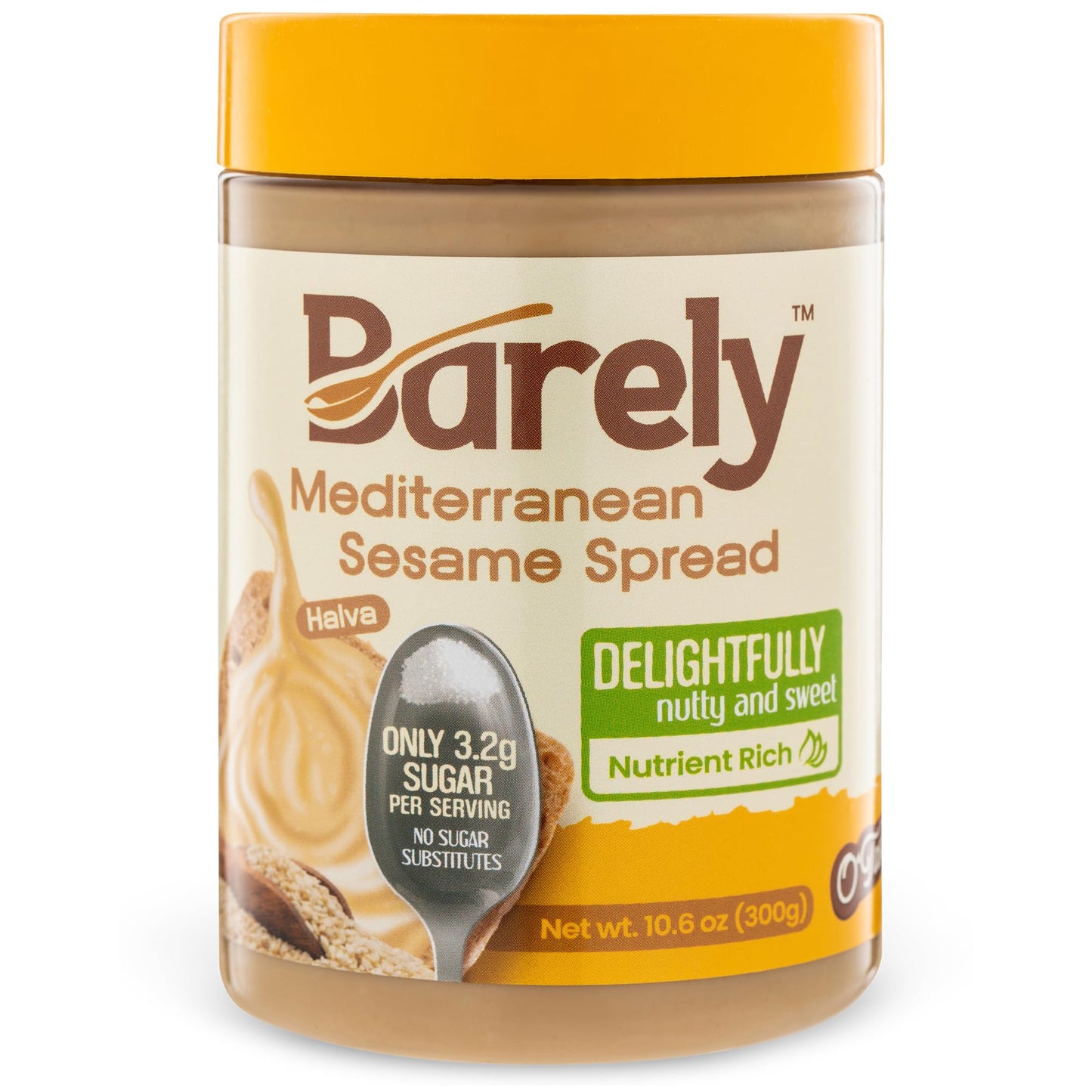Sweet Mediterranean Sesame Spread by Barely, Low Sugar & No Artificial Sweeteners, Keto Friendly, Deliciously Nutty & Sweet Halva Spread, 3.2 g Cane