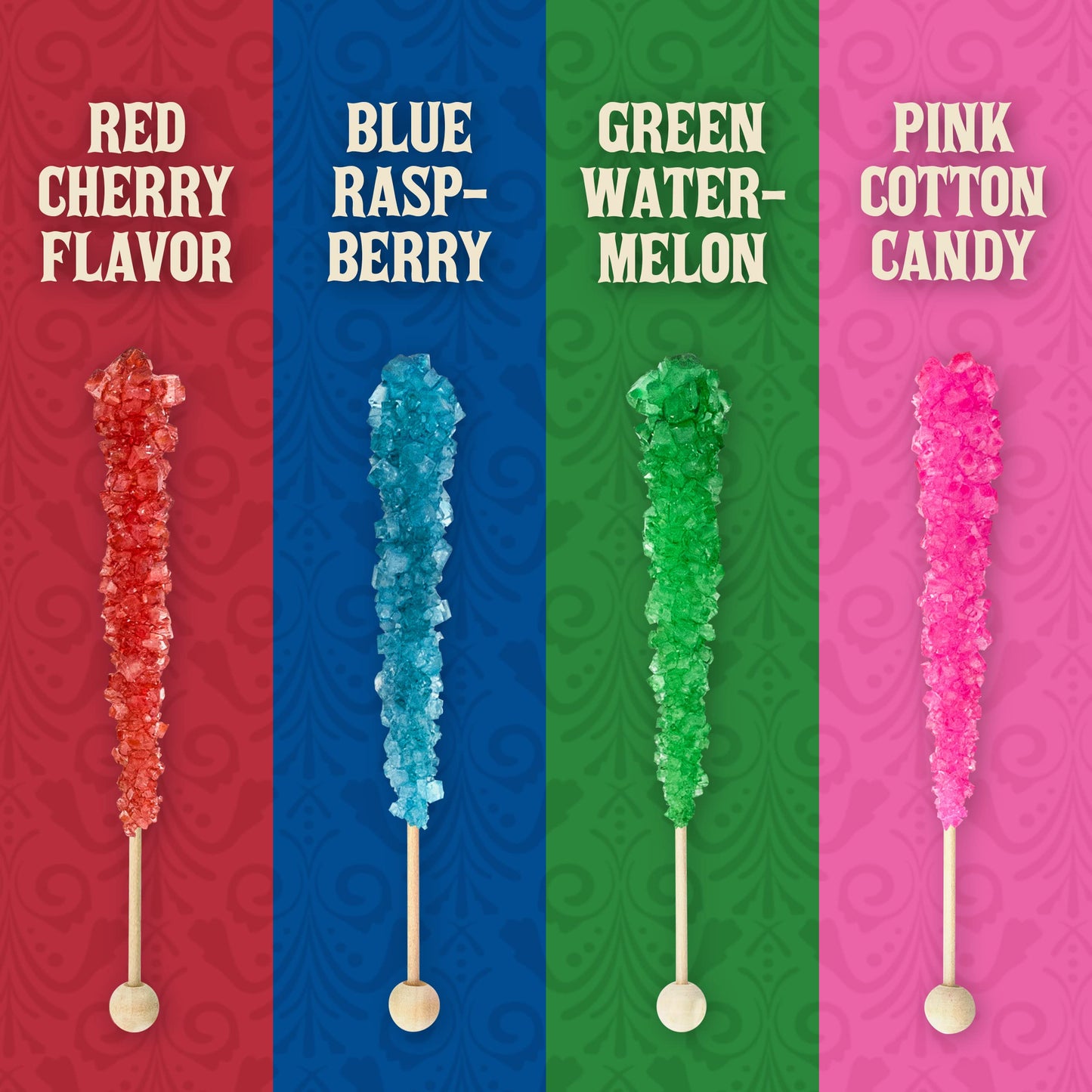 Boone's Mill | XL Rock Crystal Candy Sticks | Assorted Flavors | 36 Count
